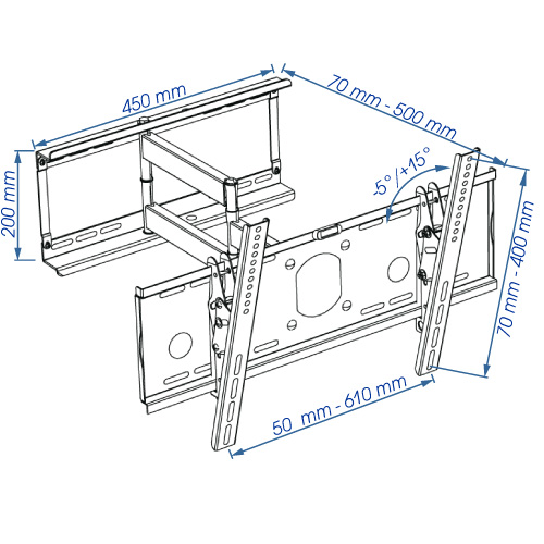 SUPPORT EXTENSIBLE  TV MURAL de 26'' à 55'' (NEUF)