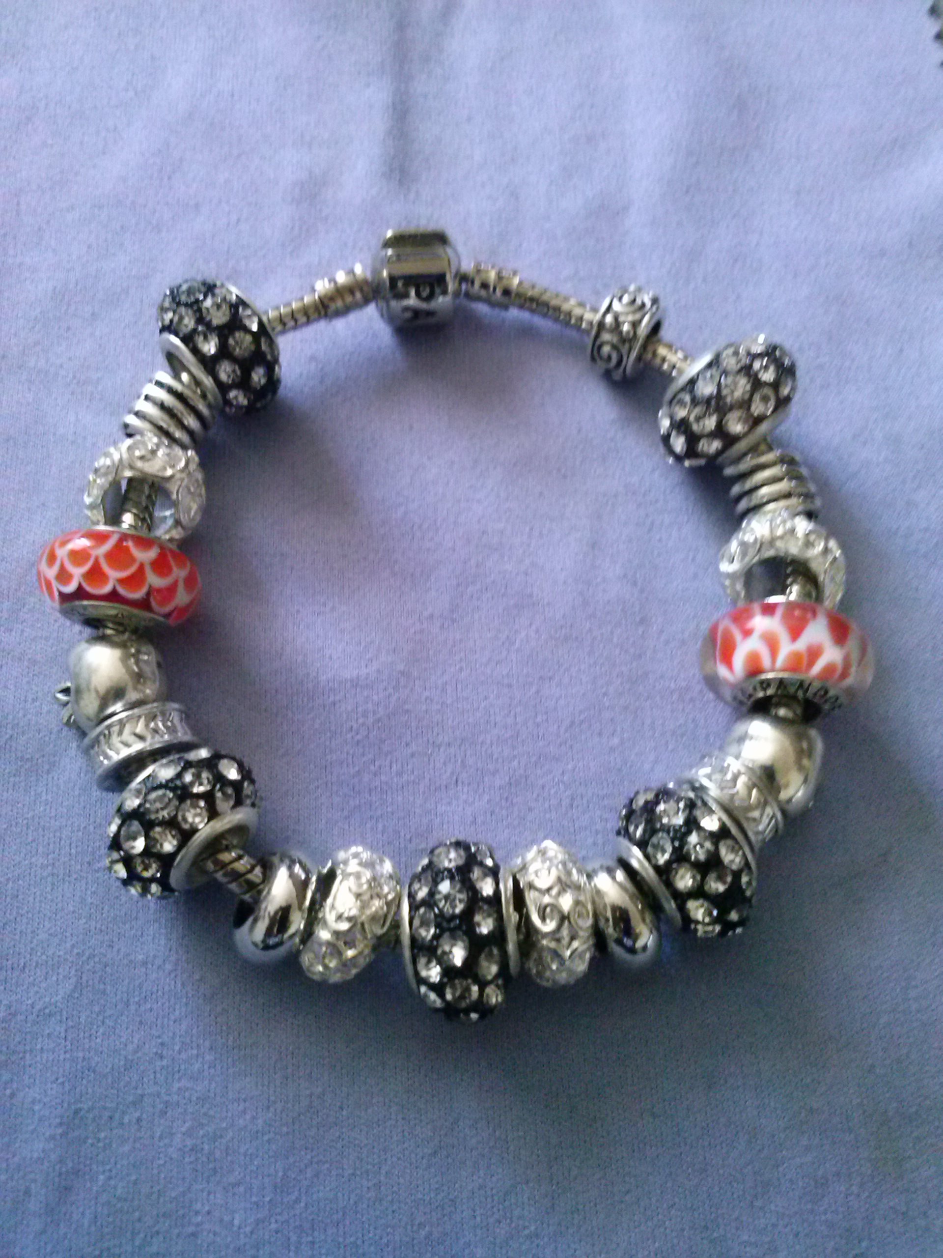 Bracelet murano verre argent massif