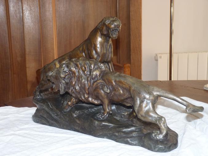 Sculpture Thomas CARTIER "Lion et lionne rugissants"