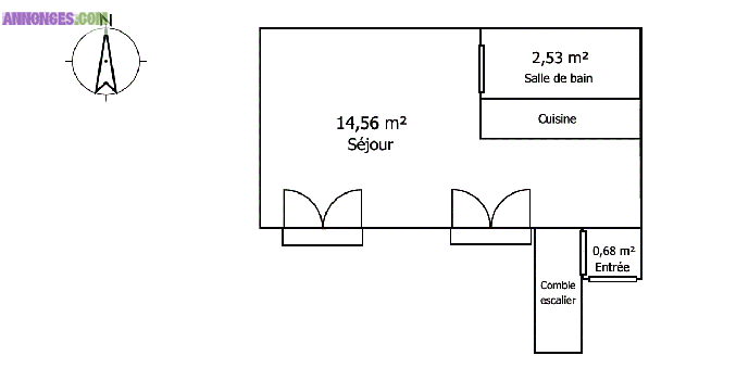 STUDIO MEUBLE - 18 m²