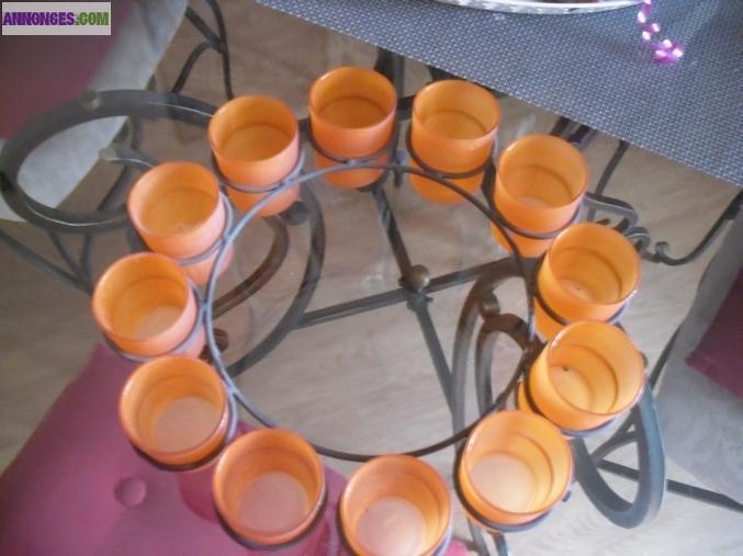 Photophore 12 pots orange en fer forgé URGENT (déménage)