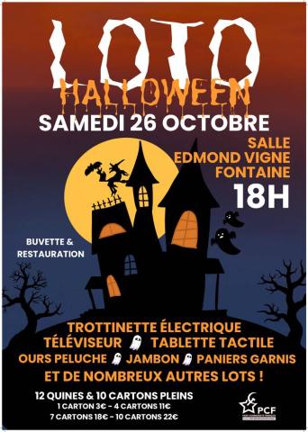 Loto Haloween samedi 26 octobre 2024 Fontaine Isère