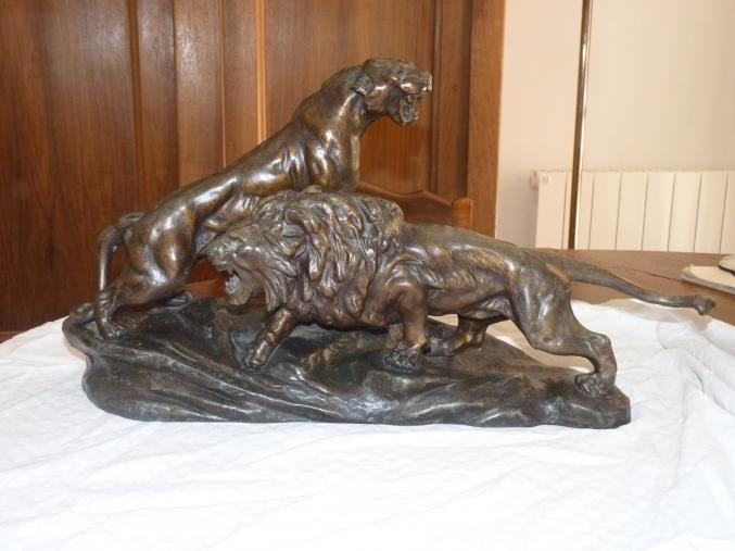 Sculpture Thomas CARTIER "Lion et lionne rugissants"