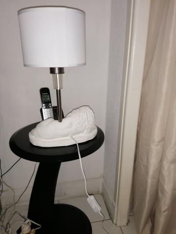 Lampe de chevet lion blanc salo'n connect