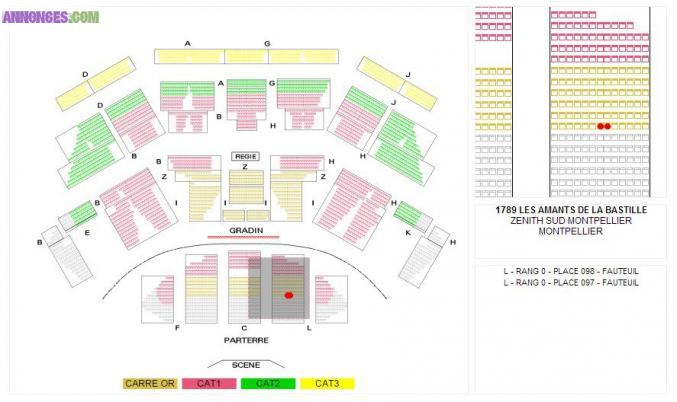 1er RANG - 1789 Les Amants de la Bastille (2 places)