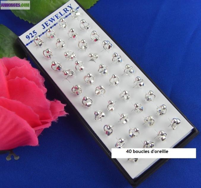 40 boucles d'oreille en argent 925 neuve