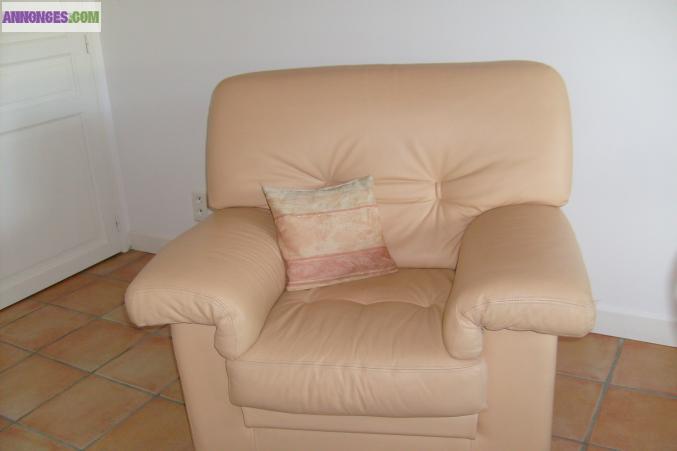 Canapes et fauteuil cuir