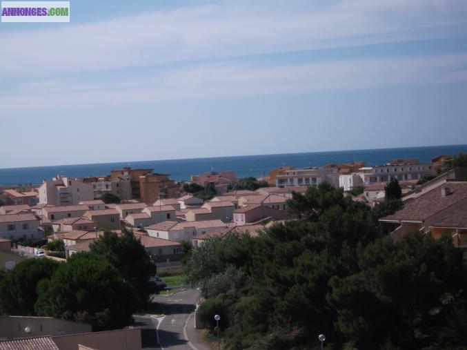 NARBONNE-PLAGE, T4 DUPLEX, VUE SUR MER