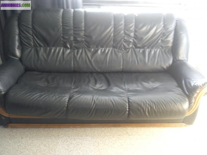 URGENT canapé + fauteuil vert bouteille bois 20 €