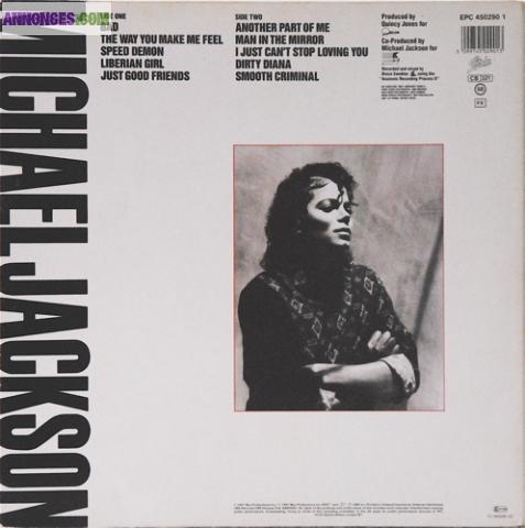 DISQUE VINYLE MICHAEL JACKSON "BAD"