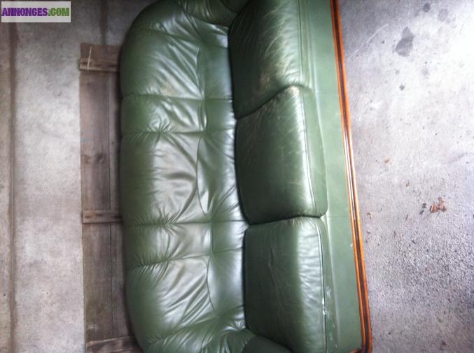 CANAPE CUIR VERT