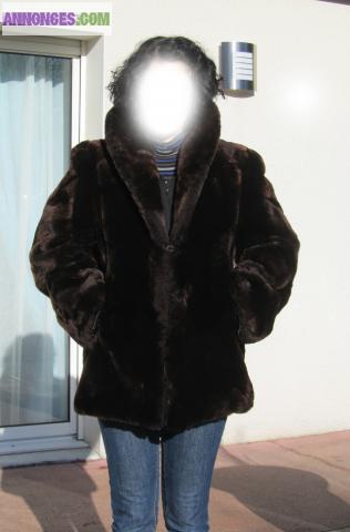 Manteau 3/4 en fourrure mouton doré