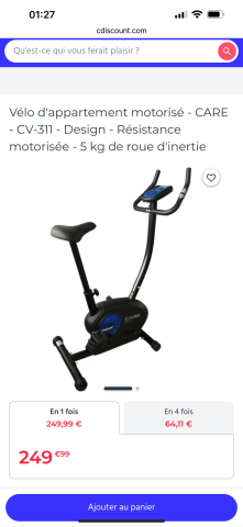 Je vends un vélo d'appartement neuf