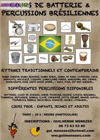 COURS DE BATTERIE & PERCUSSIONS BRÉSILIENNES