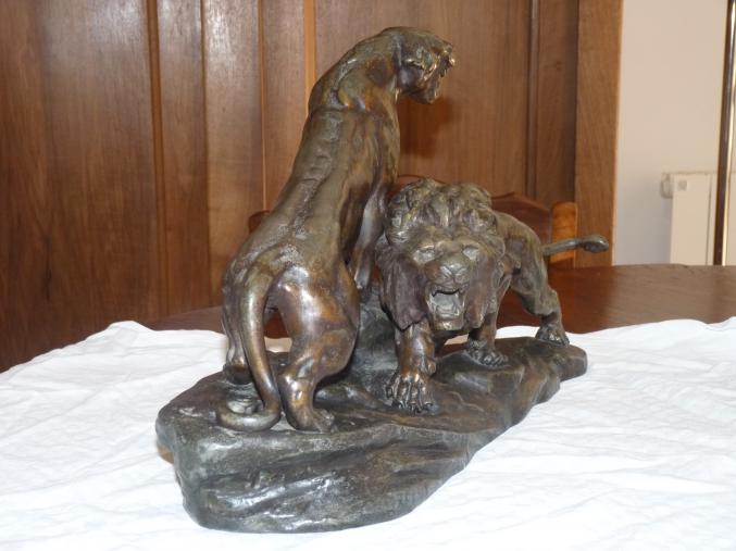 Sculpture Thomas CARTIER "Lion et lionne rugissants"