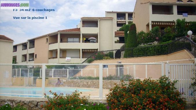 F3 6 pers bord mer / Piscine Issambres 83380