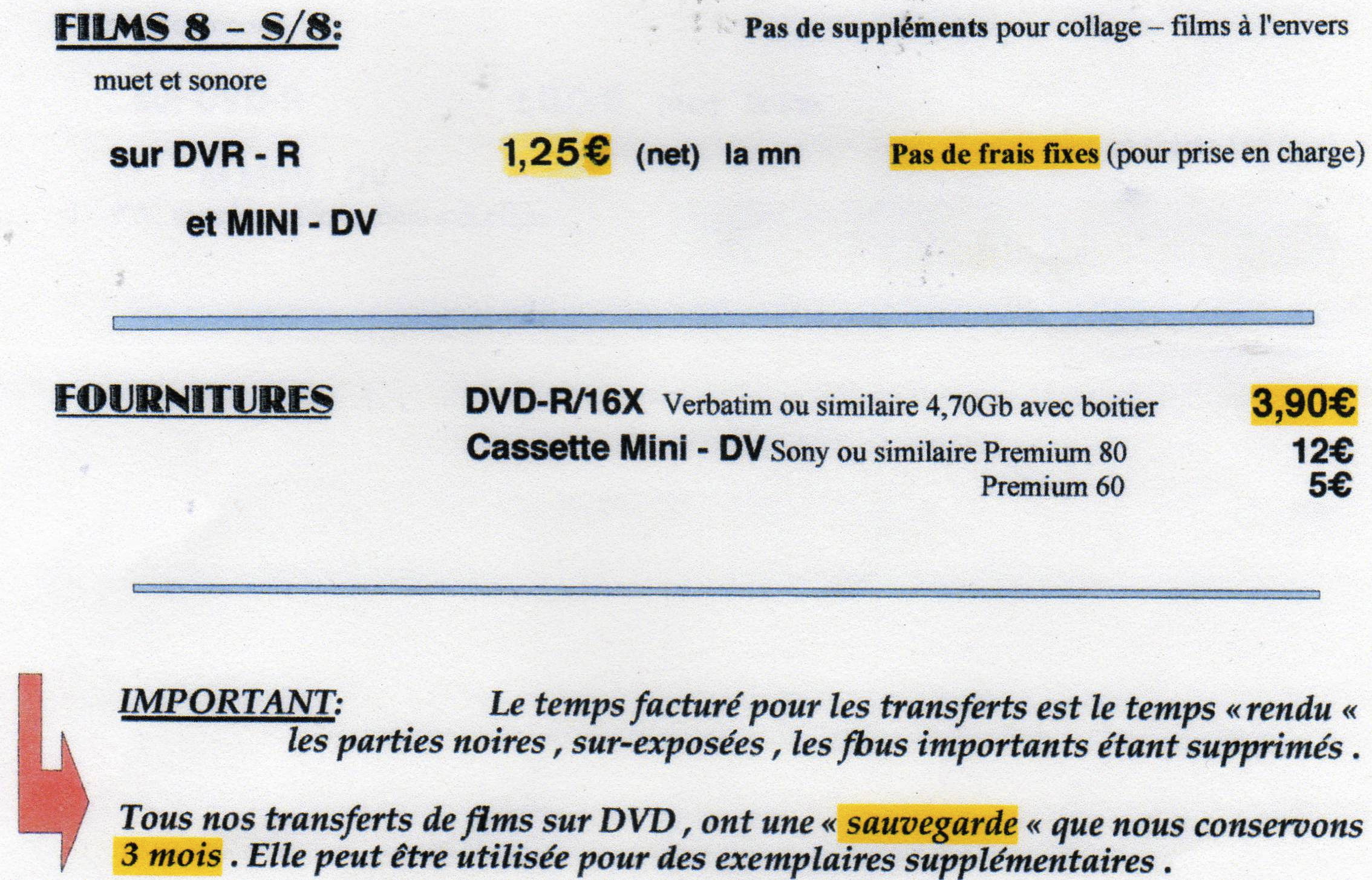 TRANSFERTS FILMS 8 , S/8 sur DVD