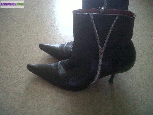 Bottines cuir noir