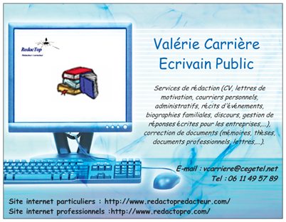 Valérie CARRIERE écrivain public pour particuliers et pro.