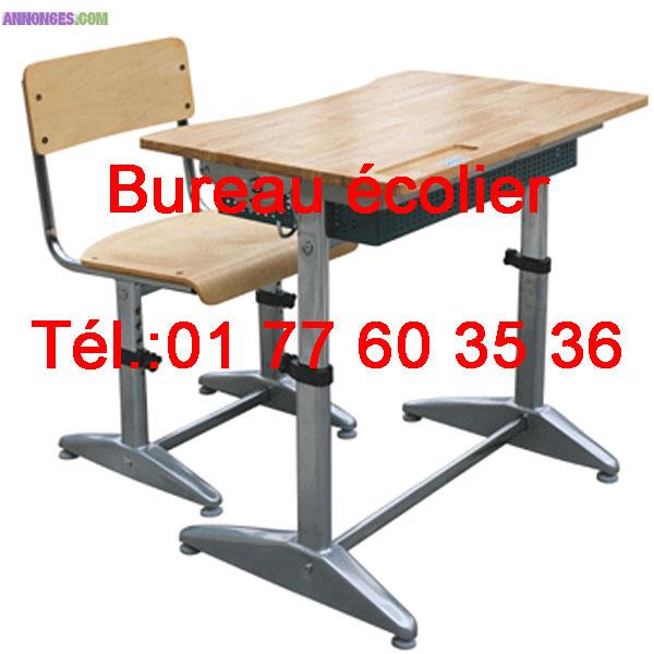 Bureau écolier en bois et acier ajustable