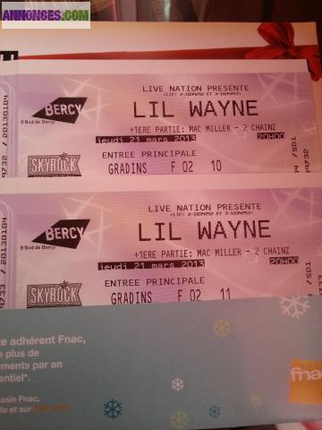 Concert Lil Wayne - Cat.1 GRADINS | Paris Bercy | 21/03/2013