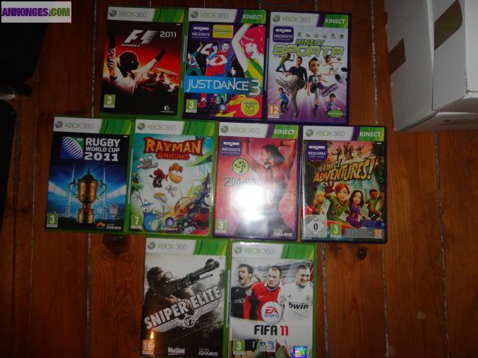 XBox 360 élite + 3 manettes + jeux