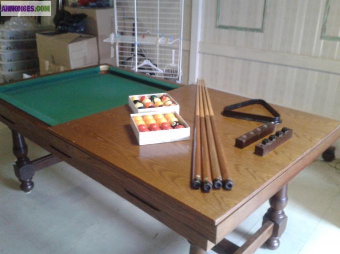 Billard américain transformable en table