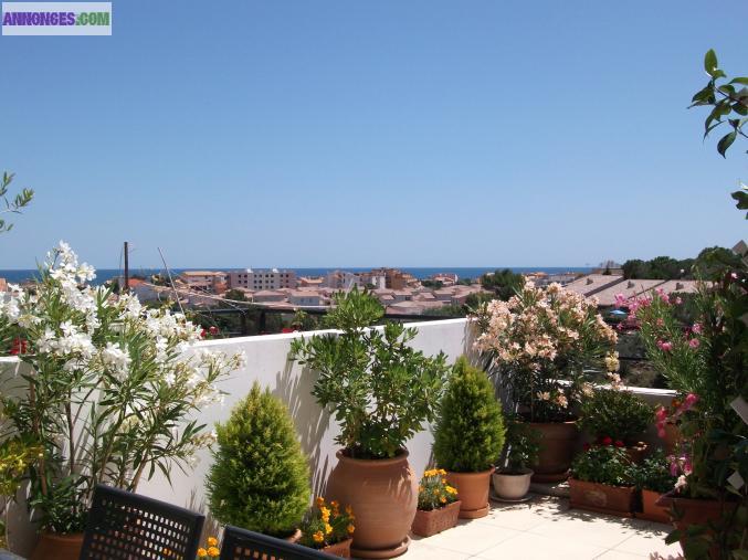 NARBONNE-PLAGE, T4 DUPLEX, VUE SUR MER