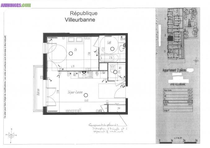 Appartement T2 + balcon + garage Villeurbanne République