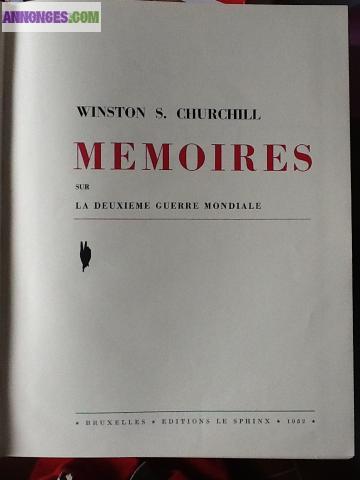 Livres Anciens: "Mes Mémoires" de Winston S. Churchill