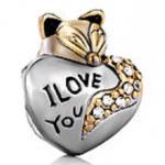 Perle murano charm coeur de chat - Miniature